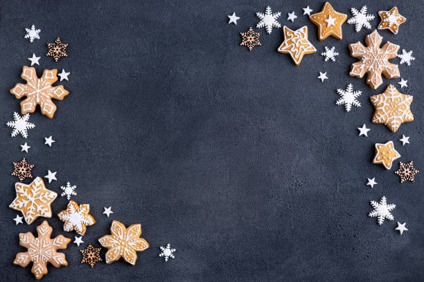 istock Christmas background with gingerbread cookies 1353302057