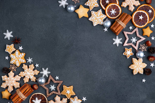 istock Christmas background with gingerbread cookies 1353302062