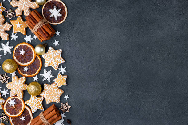 istock Christmas background with gingerbread cookies 1353302068