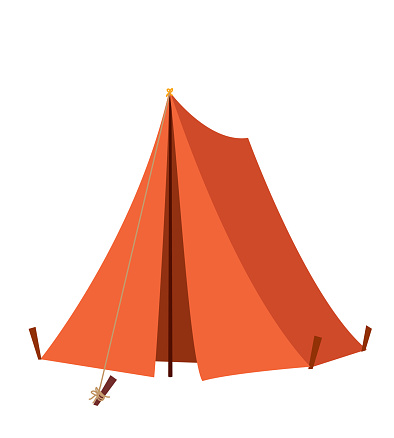 Simple camping tent on a Transparent background. Flat colors.