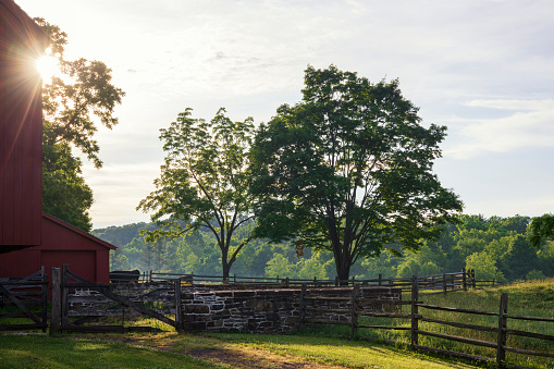 Worcester, USA - June 25, 2020. Stable at Peter Wentz Farm, Worcester, Pennsylvania, USA
