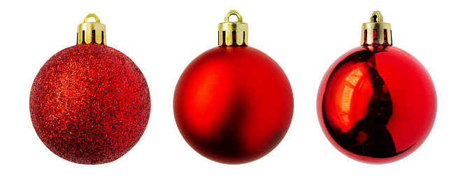 Red Christmas ball set isolated on white background
