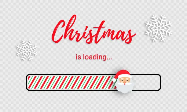 Vector illustration of Loading bar with candy cane fill. Christmas countdown. Vector illustration.