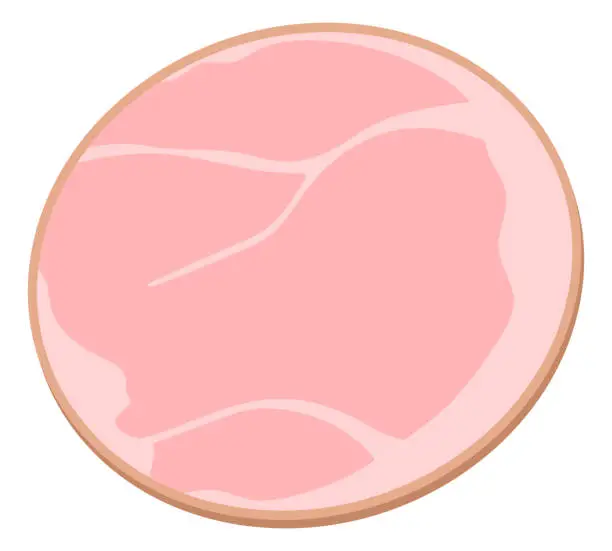 Vector illustration of Sliced ham isolated vector illustration.