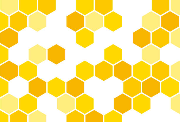 배너, 카드, 전단지, 소셜 미디어 배경 화면 등을위한 벌집벡터 배경 - honey hexagon honeycomb spring stock illustrations
