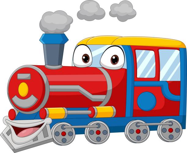 ilustrações de stock, clip art, desenhos animados e ícones de cartoon funny train isolated on white background - toy wagon train engine steam