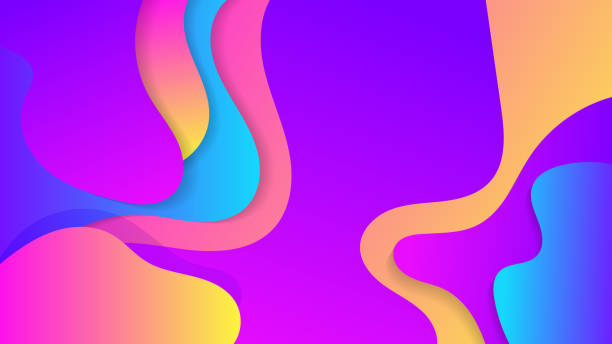 abstrakcyjna ciecz falująca geometrycznym gradientowym tle o geometrycznym kształcie. nowoczesny i modny projekt wektorowy tła - polychromatic stock illustrations