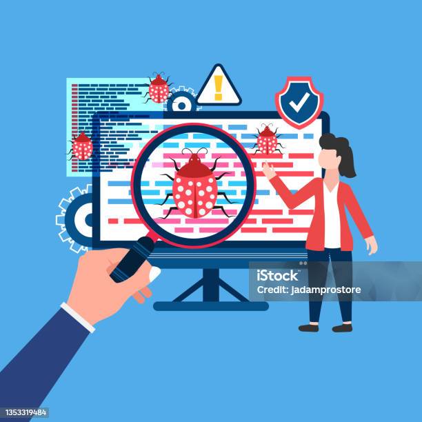 Ilustración de Error Y Virus En El Código De Programación y más ...