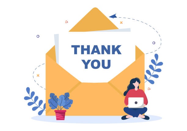 istock Email Thank You Banner flat illustration with Envelope Greeting Card and Text Thanks Vector Background 1353322692