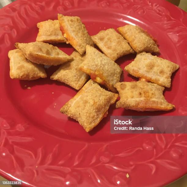 Pizza Rolls And Salad Stock Photo - Download Image Now - Cheese, Close-up, Color Image