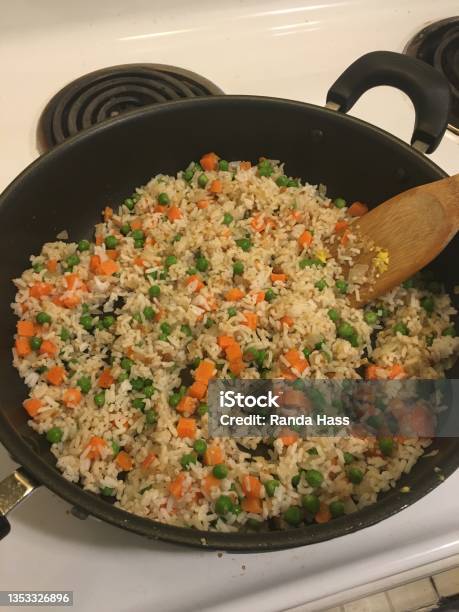 Chicken Fried Rice Preparation Stock Photo - Download Image Now - Fried Rice, Preparation, Rice - Food Staple