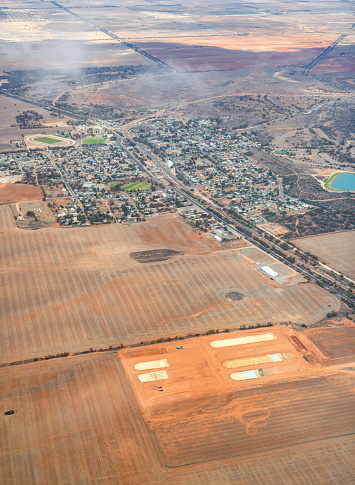 Aerial photograph , Rural village in NSW Australia.