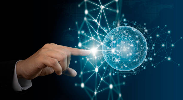 istock Businessman hand touching world global network. Analysis strategy data communication online connection. 1353327702