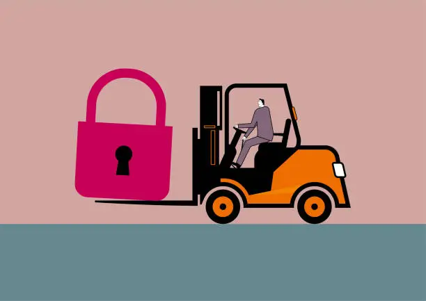 Vector illustration of Vector drawing of forklift.