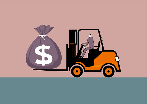 istock Vector drawing of forklift. 1353329559