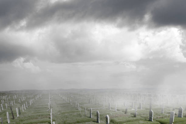 istock Tombstones on the graveyard with the dramatic scene background 1353330698