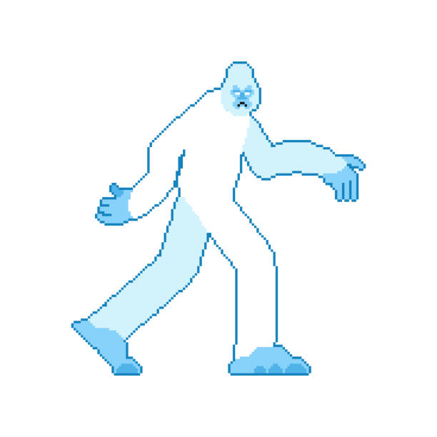 istock Yeti pixel art. pixelated bigfoot isolated. 8 bit abominable snowman 1353334034