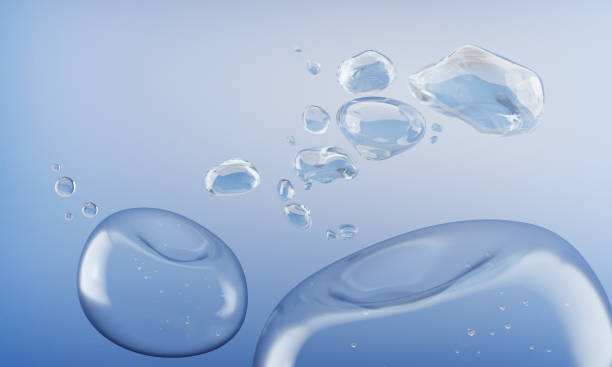 istock Water balloons surrounded by underwater bubbles.concept for cosmetic background.-3d rendering.