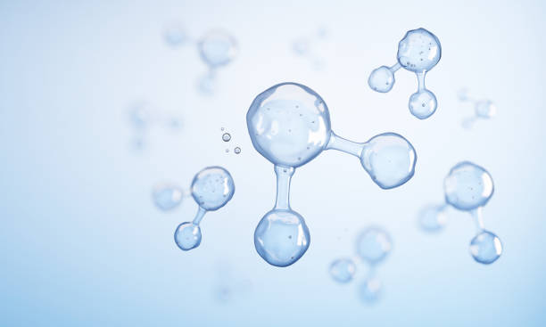 istock Water molecules are surrounded by underwater bubbles.concept for cosmetic background.-3d rendering.