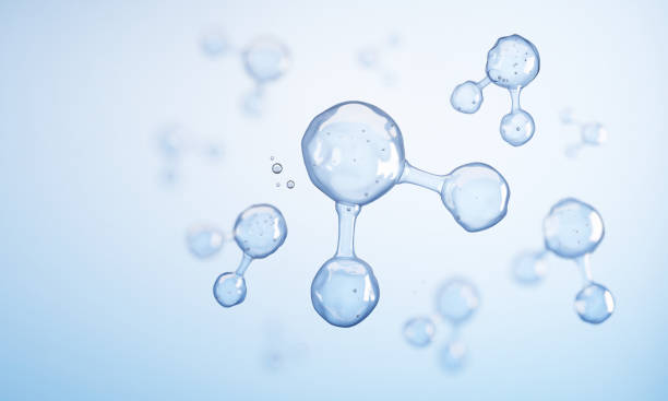 Water molecules are surrounded by underwater bubbles.concept for cosmetic background.-3d rendering."n stock photo