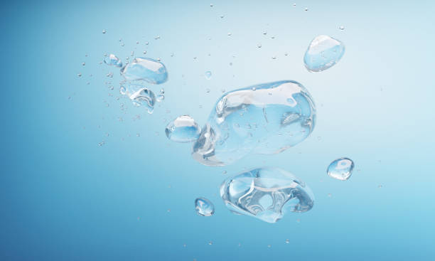 bolle subacquee si alzano nell'aria.concetto per il design cosmetico.-rendering 3d." n - water bubbles immagine foto e immagini stock