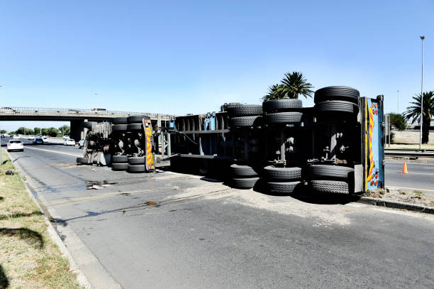 Over turned truck on high way