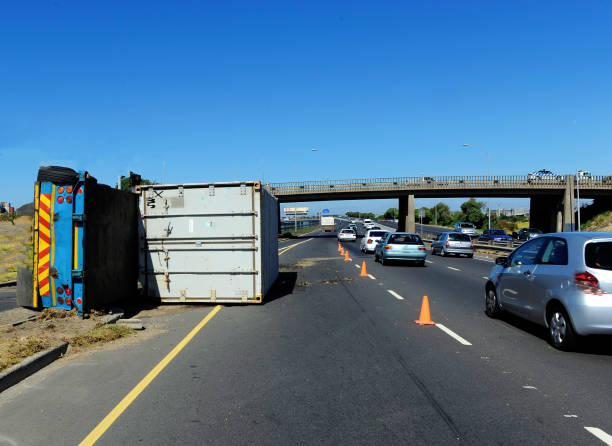 Over turned truck on high way