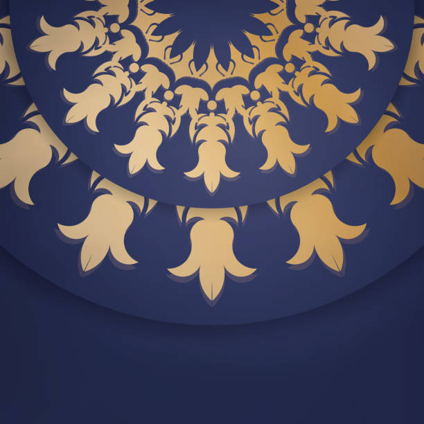 istock A presentable business card in dark blue with an antique gold pattern for your contacts. 1353337416