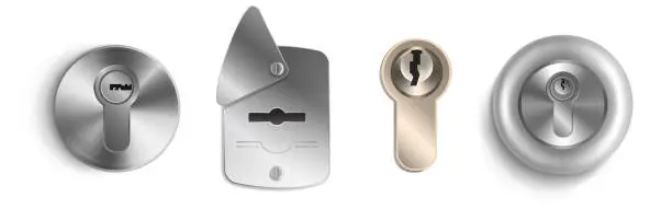 Vector illustration of Keyhole templates, round and rectangular key holes