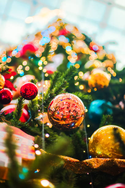 istock Christmas balls bottom view. Christmas decoration. Selective focus 1353343508