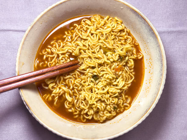 istock Spicy instant noodles cooked in water. 1353344982