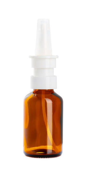 istock Glass bottle with nose spray isolated on white backgorund 1353345134