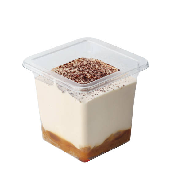 istock Cream dessert in plastic box isolated on white background 1353346193