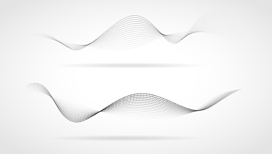 Wavy dotted lines flowing with subtle shadow in greyish white background.