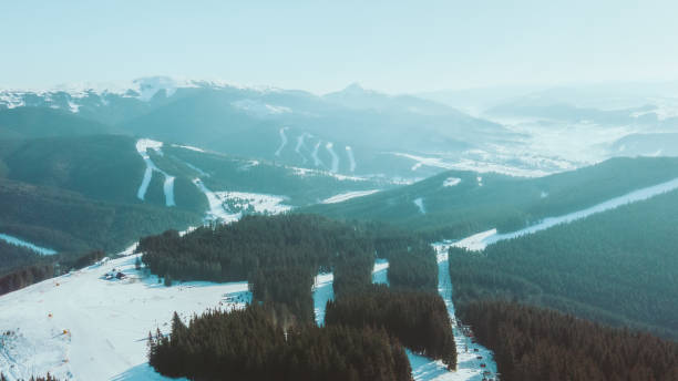 istock aerial view of ski resort with slopes 1353352021
