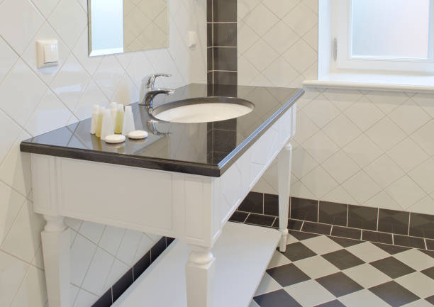 istock Modern bathroom interior with sink. Design and style concept 1353353091