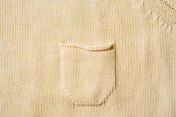 istock Knitted background with pocket, yellow, with copy space. Top view. 1353354283
