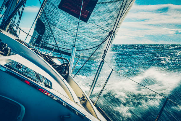 istock Sailboat on regatta on sunny autumn morning 1353354509