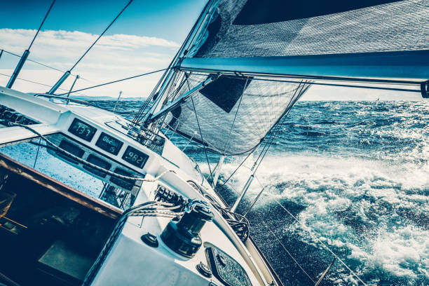 istock Sailboat on regatta on sunny autumn morning 1353354564