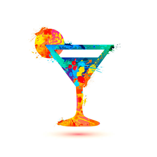 illustrations, cliparts, dessins animés et icônes de icône vectorielle colorée en verre à cocktail - cocktail martini glass margarita martini