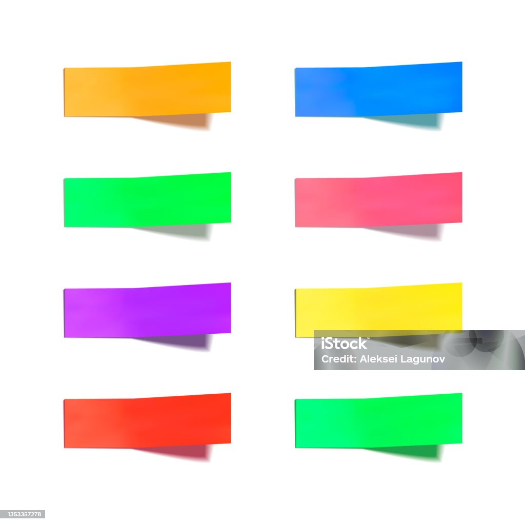 Vector Blank Colorful Stickers Sticky Notes Set Isolated Bookmarks ...