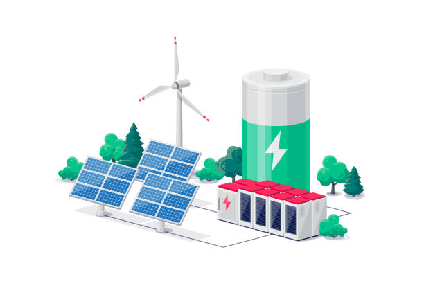 istock Renewable Energy Power Station with Solar Wind and Battery Storage 1353362448