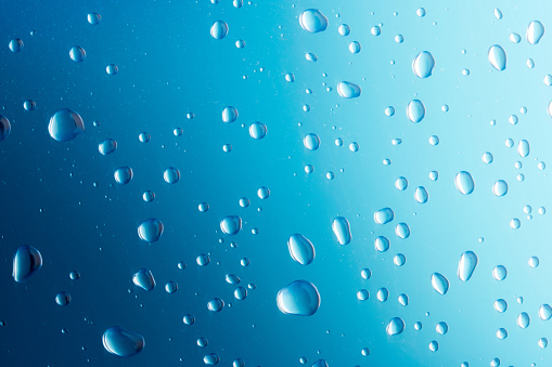 Water drops on blue background