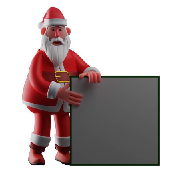 istock 3D Santa Cartoon Illustration with a whiteboard 1353364897