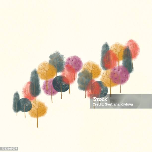 Trees Background Horizontal Trees Background Stock Illustration - Download Image Now - Autumn ...