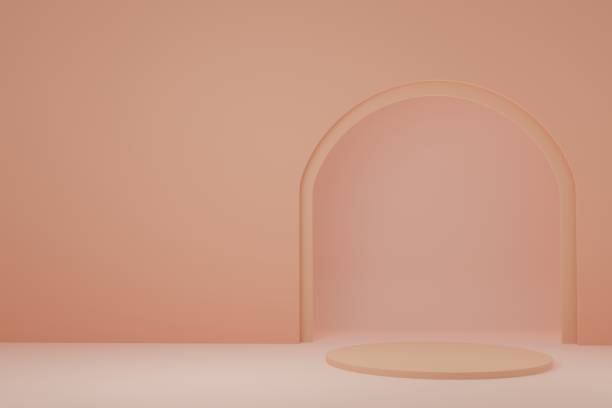 istock Product Stand in orange room ,Studio Scene For Product ,minimal design,3D rendering 1353365136