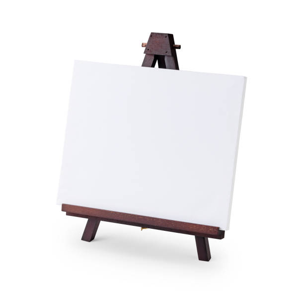 istock White mini canvas on a small dark brown wooden easel stand 1353365274