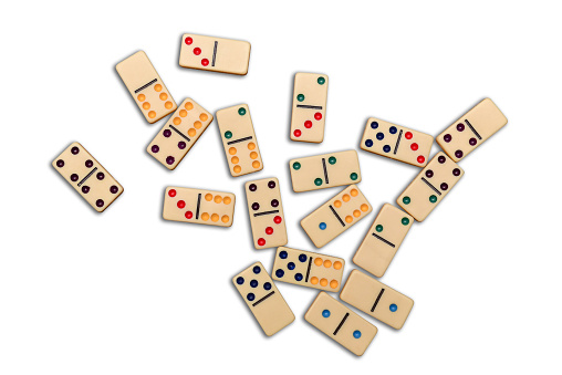 domino blocks isolated on white background. flat lay. top view.