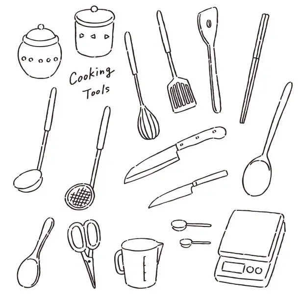 Vector illustration of A set of cookware