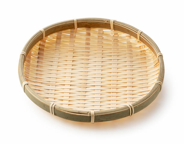 istock Bamboo basket placed on a white background.Bamboo basket plate for Zaru Soba 1353370117